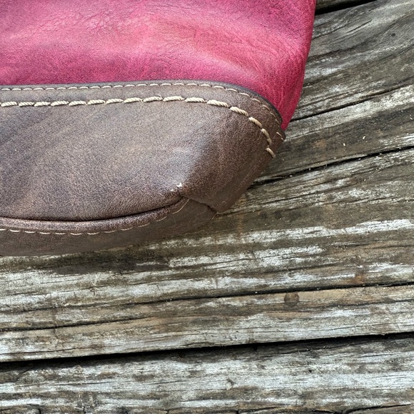 Born Concept B.O.C. Faux Leather Purse Bag Color Block Burgundy Chocolate - Picture 9 of 10